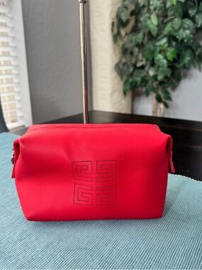 Givenchy Red Perforated Logo Cosmetic Pouch